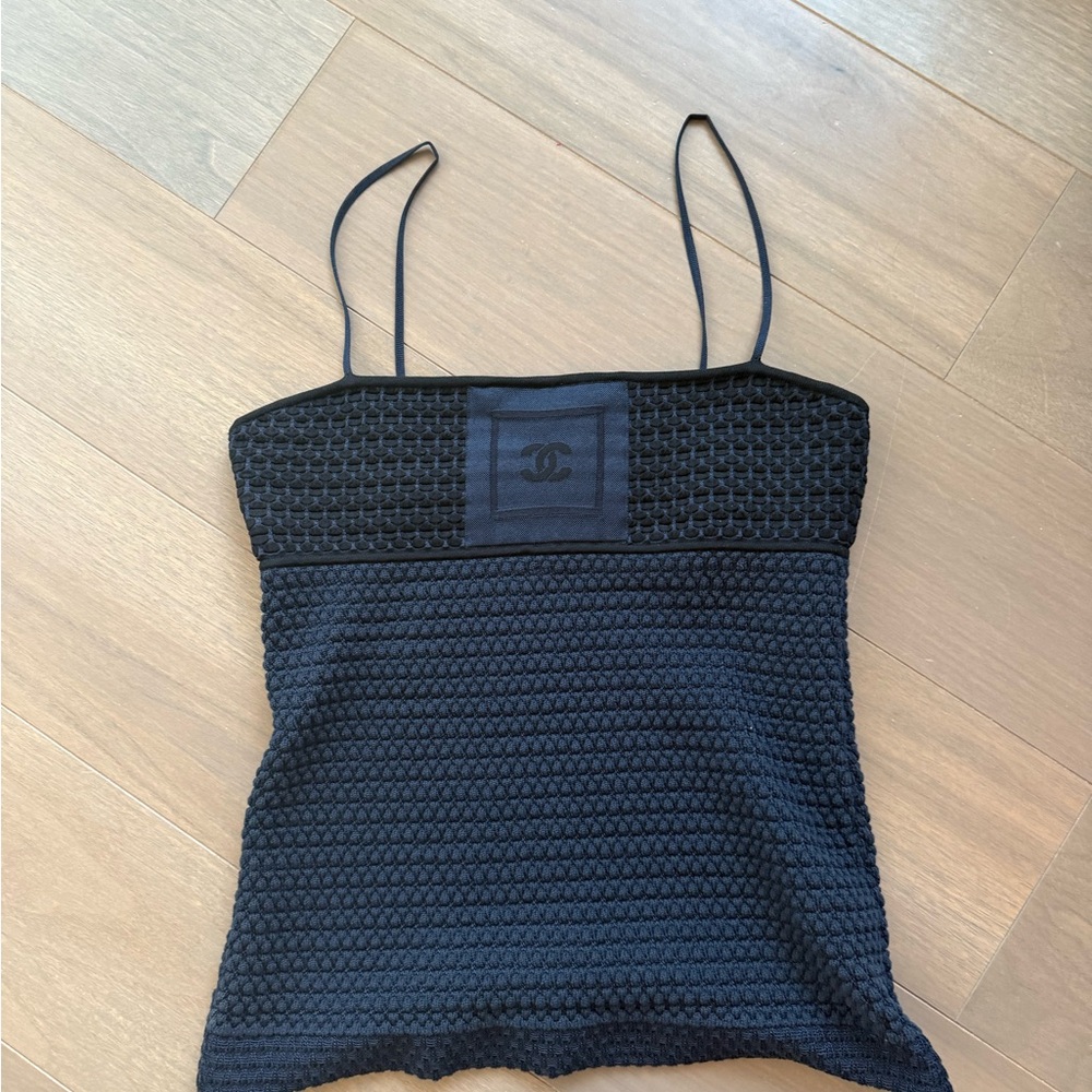 CHANEL Black Textured Camisole Top